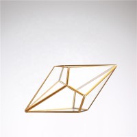 Hot selling wholesale indoor plant rose gold Geometric Glass Terrarium