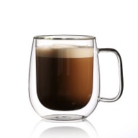 Hot selling clear Double Wall Insulated reusable double wall glass coffee cup