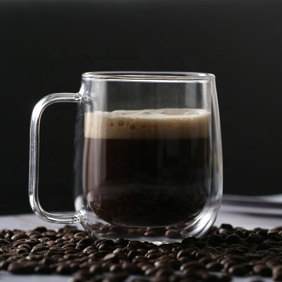 Hot selling reusable double wall glass coffee mug