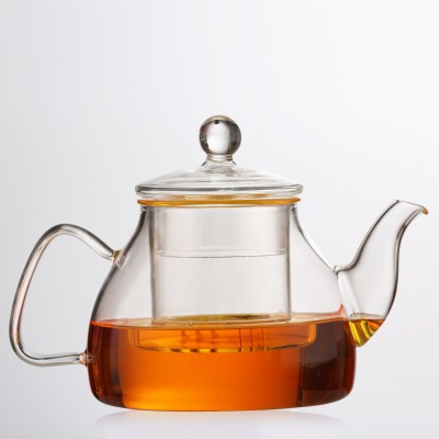 Borosilicate Glass Teapot with Copper Handle,Blooming and Loose Leaf Tea Kettle with Spring Tea Filter