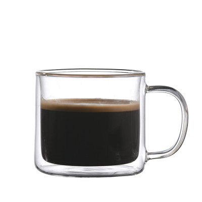 Double Wall Large Glass Mug - Insulated Coffee Cup - Dishwasher Safe