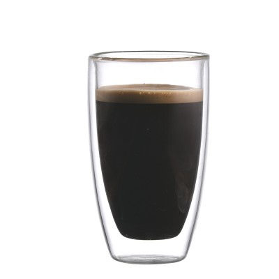 Double Wall Large Glass Mug - Insulated Coffee Cup - Dishwasher Safe