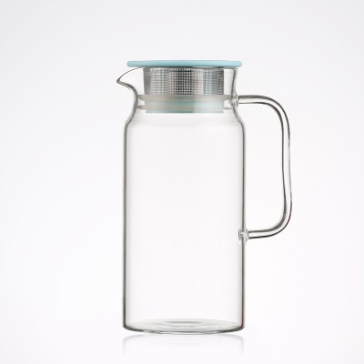 Heat Resistant Borosilicate Water Carafe Glass Pitcher with Stainless Steel Flow Lid