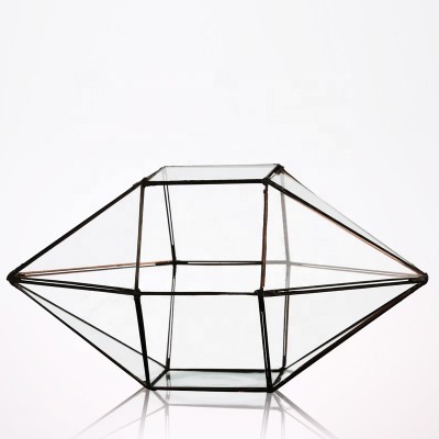 tabletop geometric terrarium glass with gold metal frame succulent planter centrepiece plant pot box