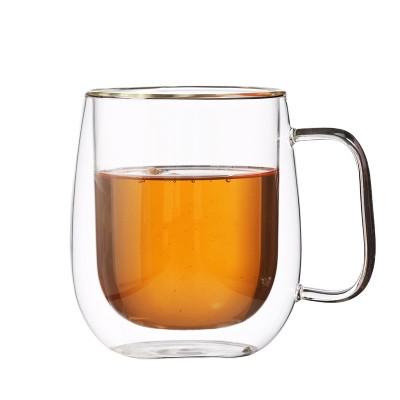 Hot Selling reusable double wall glass coffee mug