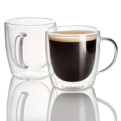 Coffee Tea Glass Mugs Drinking Glasses 15oz Double Walled Thermo Insulated Cups Latte Cappuccino Espresso Glassware