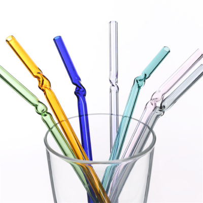 Hot selling Glass Straws Clear Bent Made  In China borosilicate glass drinking straw