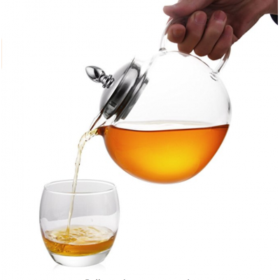 custom heat resistant glass reusable borosilicate novelty teapot with teapot infuser