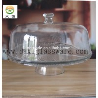 Clear glass dome cover and holder,machine made glass cover and plate,sale for glass cloche and steder