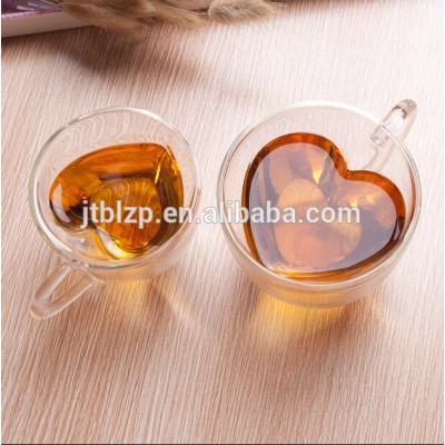 Valentine's day gifts Heart Shaped Double Wall Glass Coffee Cup