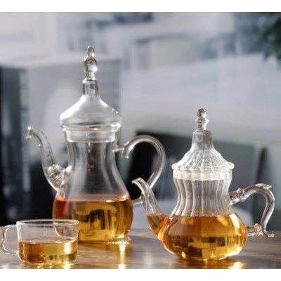 Hot Selling custom heat resistant luxury large borosilicate glass tea set teapot