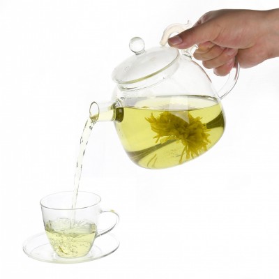 Hot selling new product handblown heat resistant glass teapot