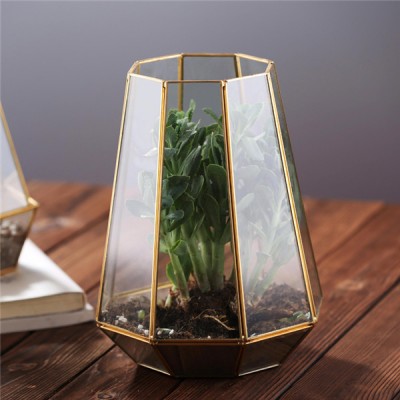 Wholesale Gold Super Large Glass Terrarium Geometric Glass Plant Terrarium