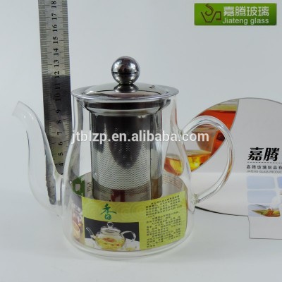 Hot selling custom reusable borosilicate glass heat resistant novelty teapot with teapot infuser