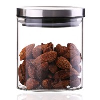 Moisture proof small capacity storage jar with bamboo lid for sweet candy eco friendly glass jar