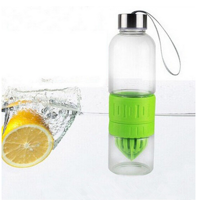 Glass Fruit Infuser Water Bottle, BPA Free,Convenient 18oz/550ml size