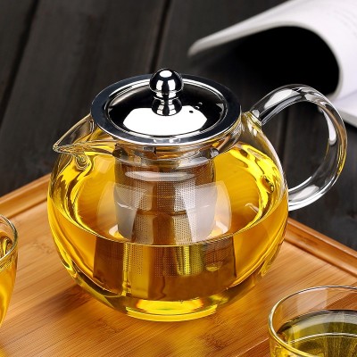 Hot selling wholesale reusable heat resistant borosilicate glass teapot with infuser