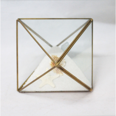 Hot Selling wholesale clear borosilicate glass Brass Metal Frame uk glass jewelry box