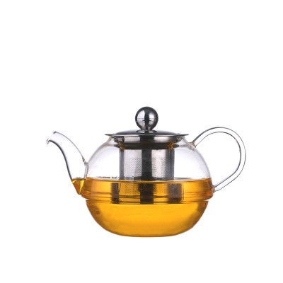 Heat resistant pyrex glass teapot with infuser with candle heating