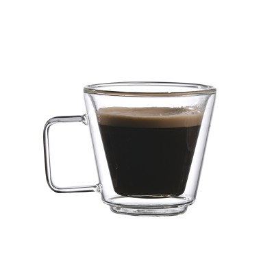 Double Wall Large Glass Mug - Insulated Coffee Cup - Dishwasher Safe