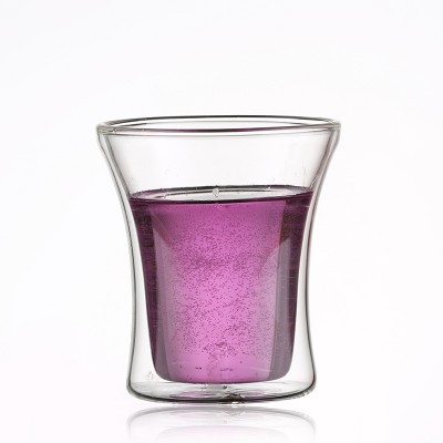 220ml double wall  wine elegant glass cup for restaurant