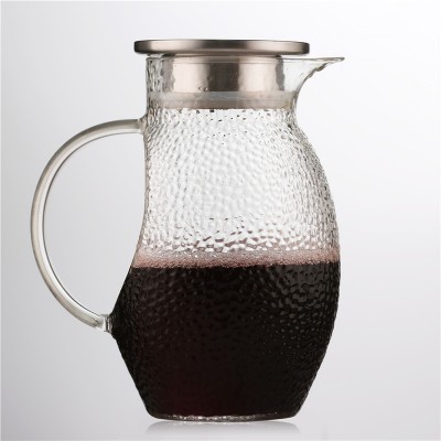 Heat Resistant Borosilicate Water Carafe Glass Pitcher with Stainless Steel Flow Lid